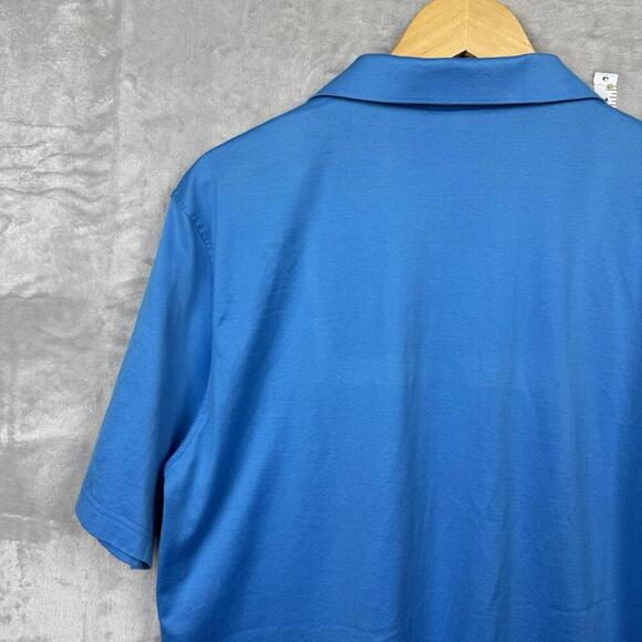 Peter Millar Blue Cotton Polo Shirt 1885 Fox Logo Men Size L Golf Casual Stretch - Picture 6 of 8